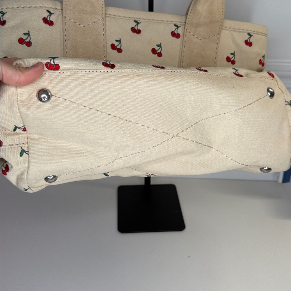 Marc by Marc Jacobs Embroidered Fruit Canvas Tote in Off White Cherry Print - Picture 6 of 12